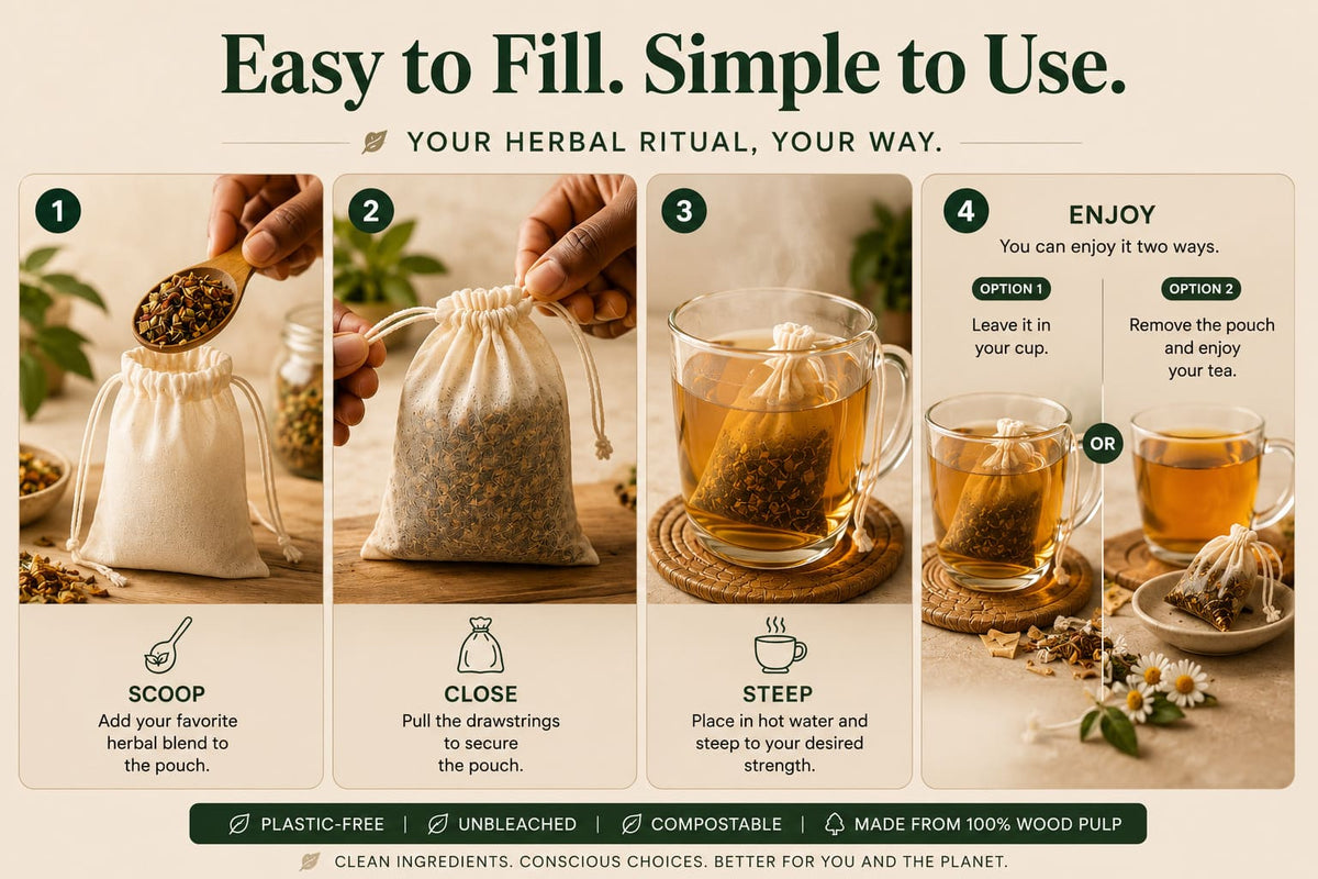Unbleached Empty Drawstring Tea Bags – 8×10cm